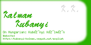 kalman kubanyi business card